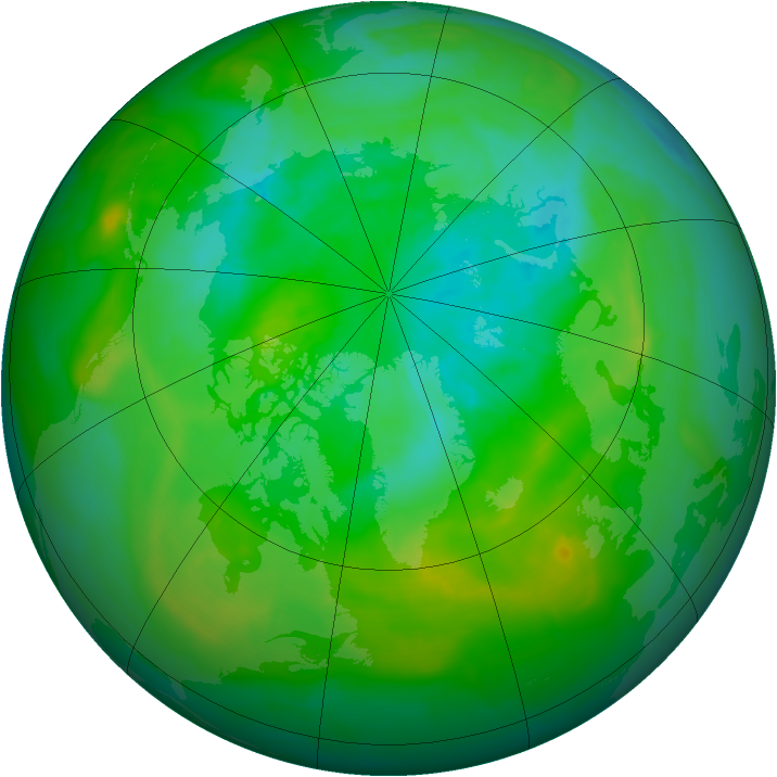 Arctic ozone map for 03 August 2015